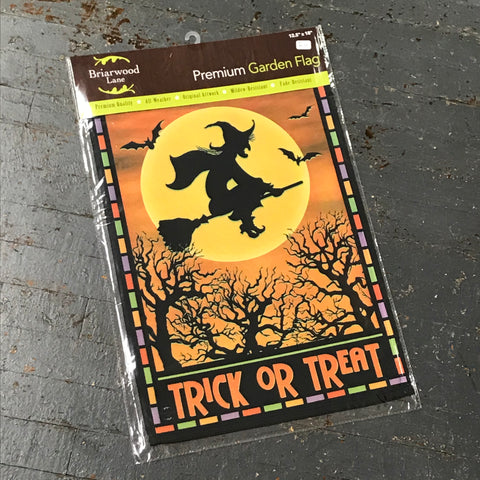 Witch Trick or Treat Flying Moon Halloween Garden Flag