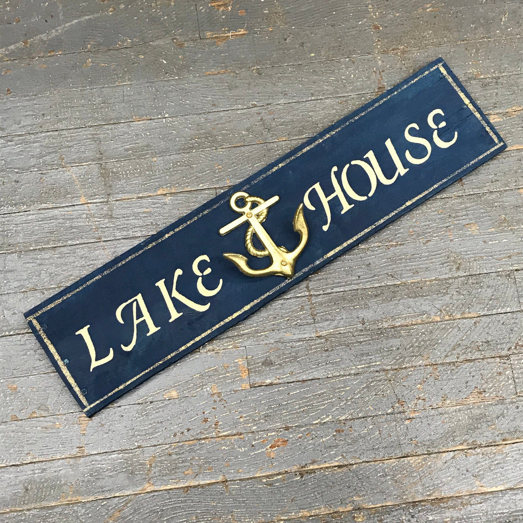 Lake House Rustic Wooden Nautical Anchor Wall Sign