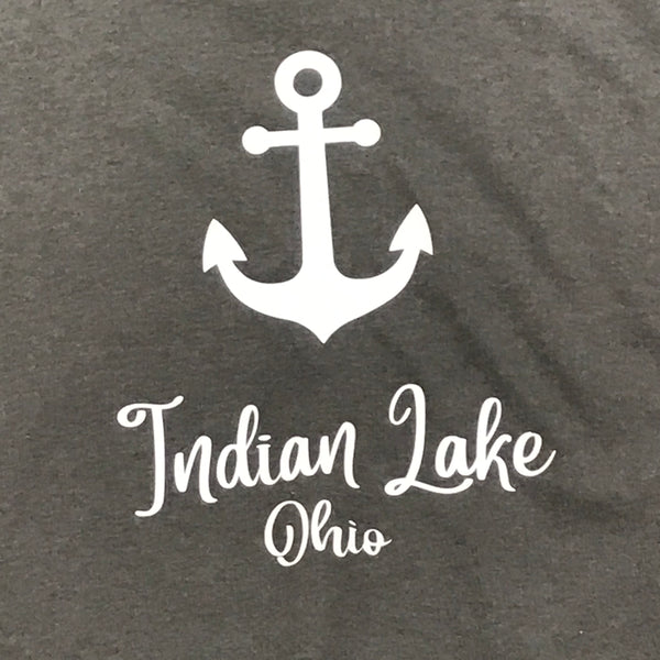 Indian Lake Ohio Nautical Anchor Graphic Designer Short Sleeve Child Youth T-Shirt Grey