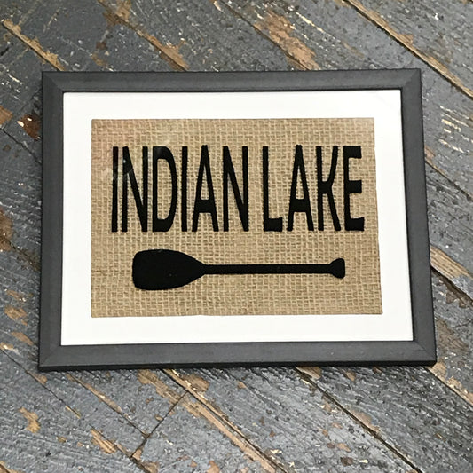 Indian Lake Nautical Paddle Burlap Framed Wall Art