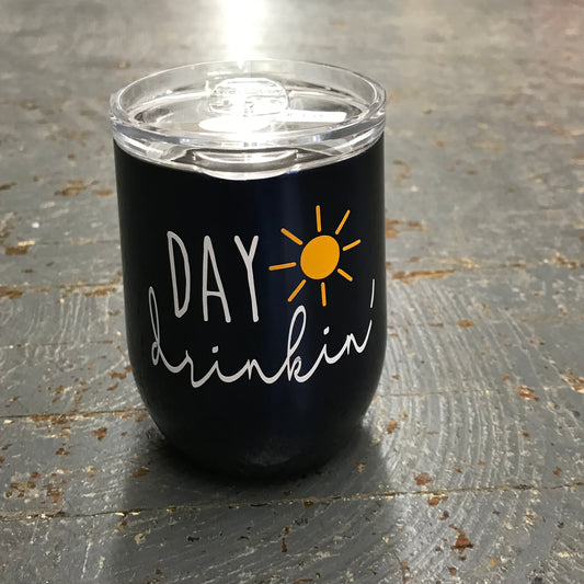 Day Drinker Stainless Steel 12oz Stemless Wine Beverage Drink Travel Tumbler Navy