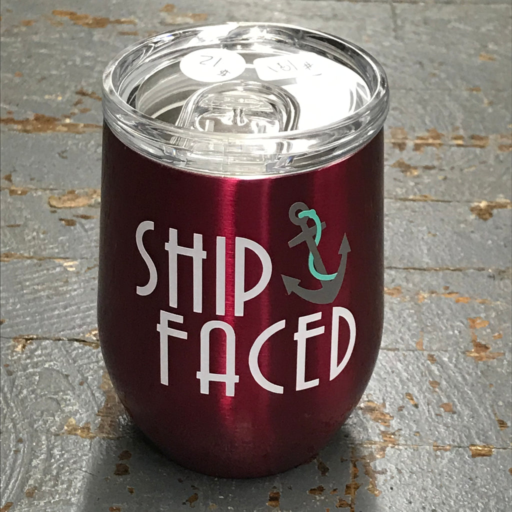 Ship Faced Stainless Steel 12oz Stemless Wine Beverage Drink Travel Tumbler Pink
