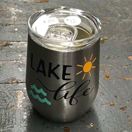 Lake Life Stainless Steel 12oz Stemless Wine Beverage Drink Travel Tumbler