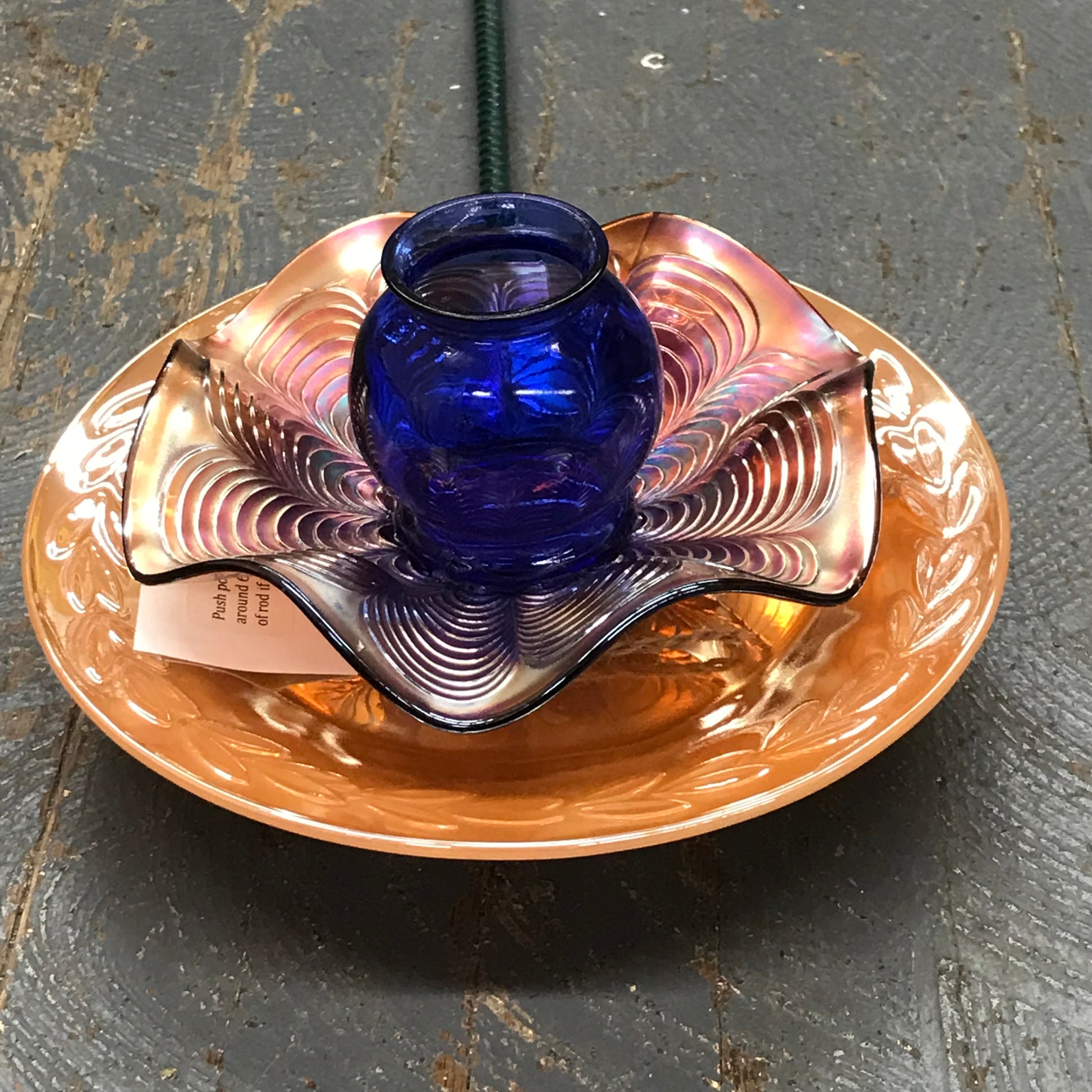 Depression Glass Garden Flower Medium Orange Carnival Blue Opaque