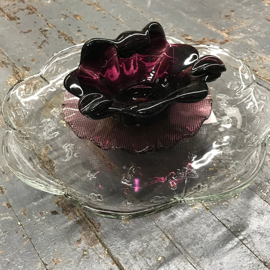 Depression Glass Garden Flower Large Purple Pastel Opaque