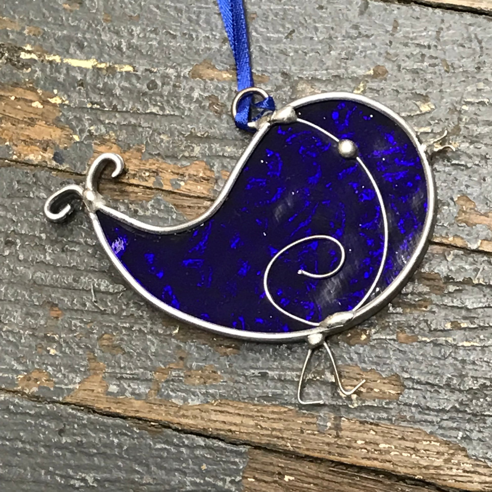 Stained Glass Sun Catcher Ornament Blue Bird