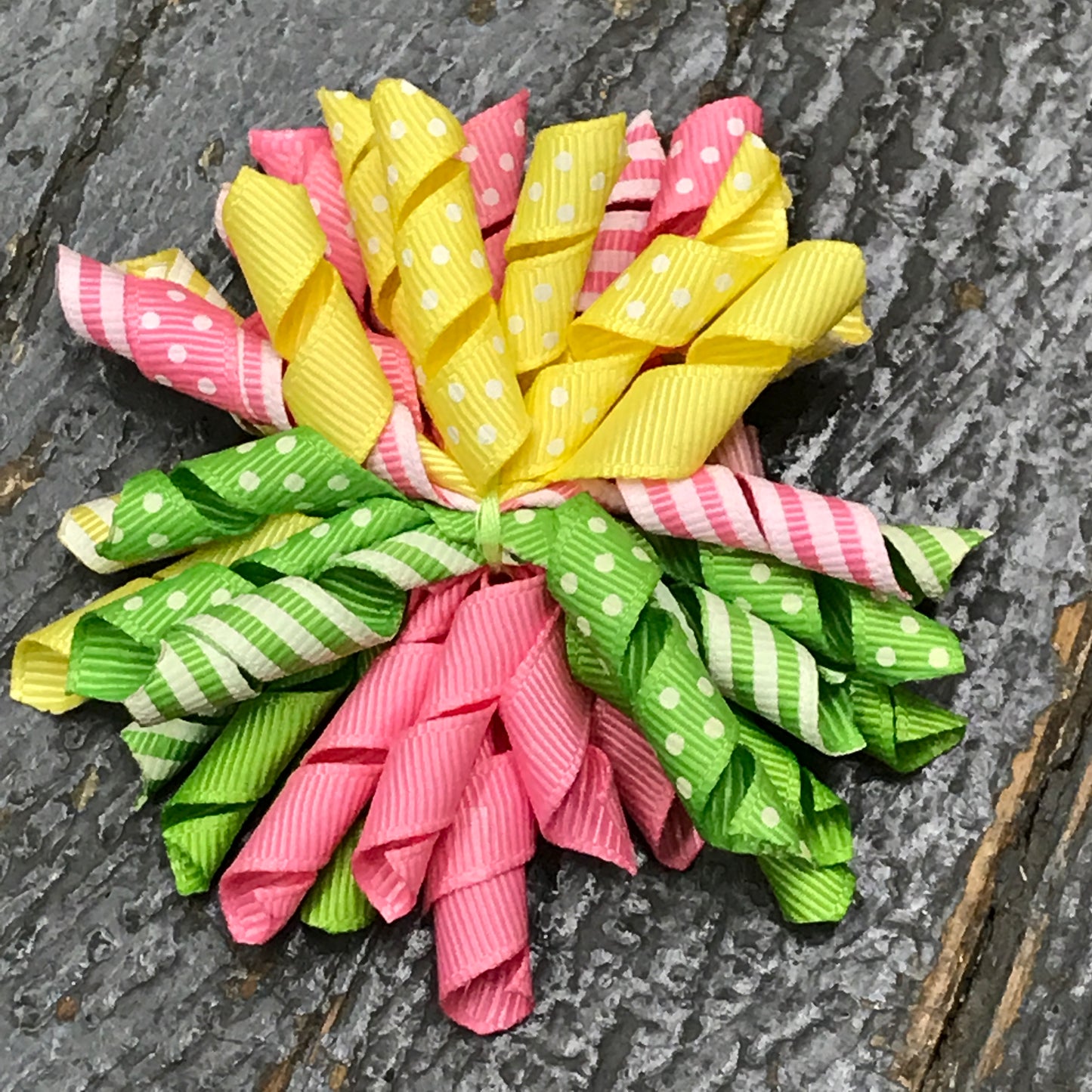 Hair Clip Korker Ribbon Headband Bow Pink Yellow Green