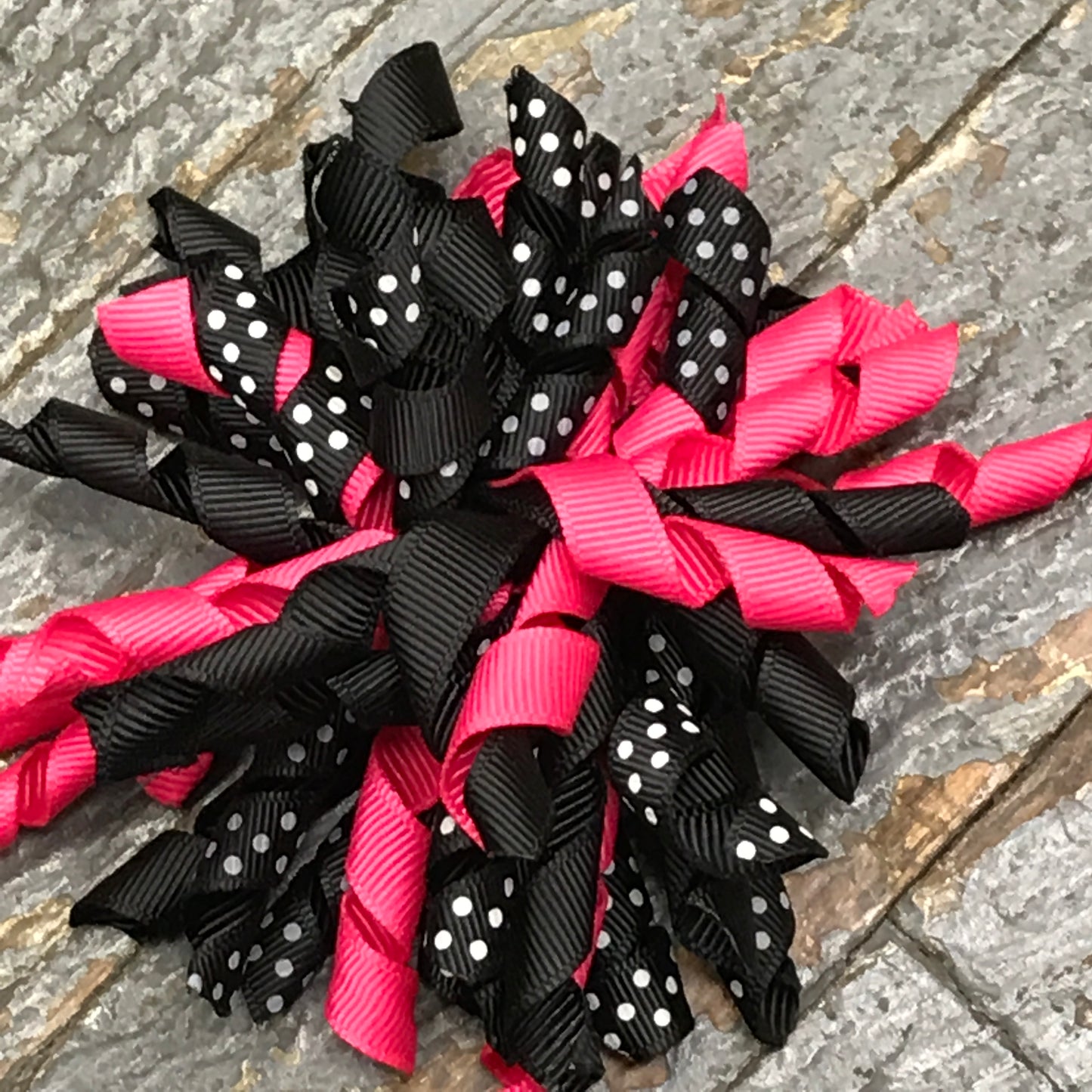 Hair Clip Korker Ribbon Headband Bow Black Pink