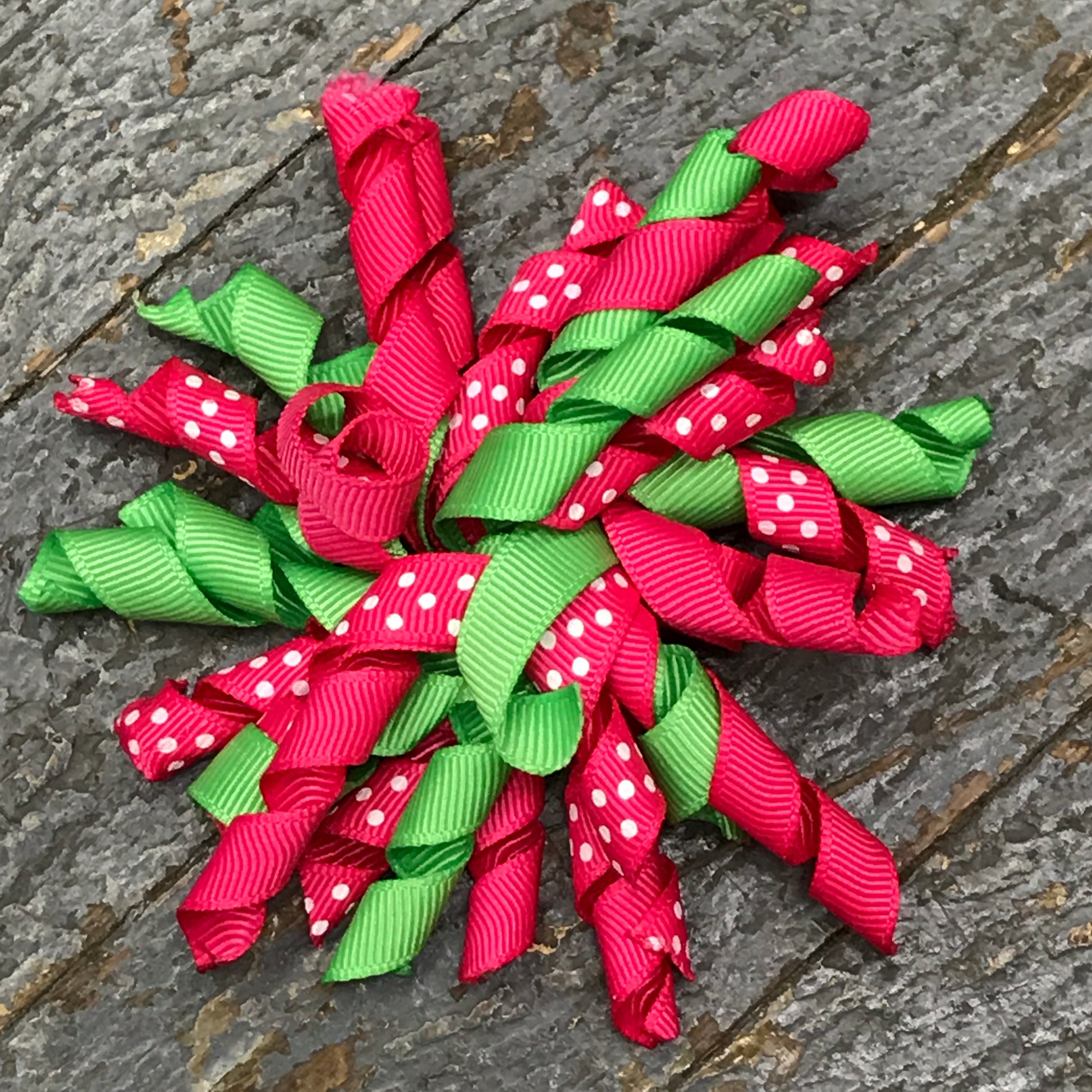 Hair Clip Korker Ribbon Headband Bow Pink Green