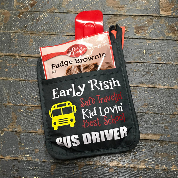 Early Risin Safe Travelin Kid Lovin Bus Driver Oven Mitt Baking Gift Set