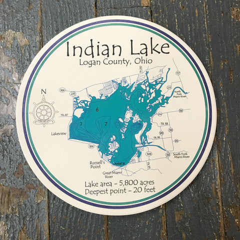 Stone Coaster Trivet Indian Lake Logan County Ohio Nautical Theme