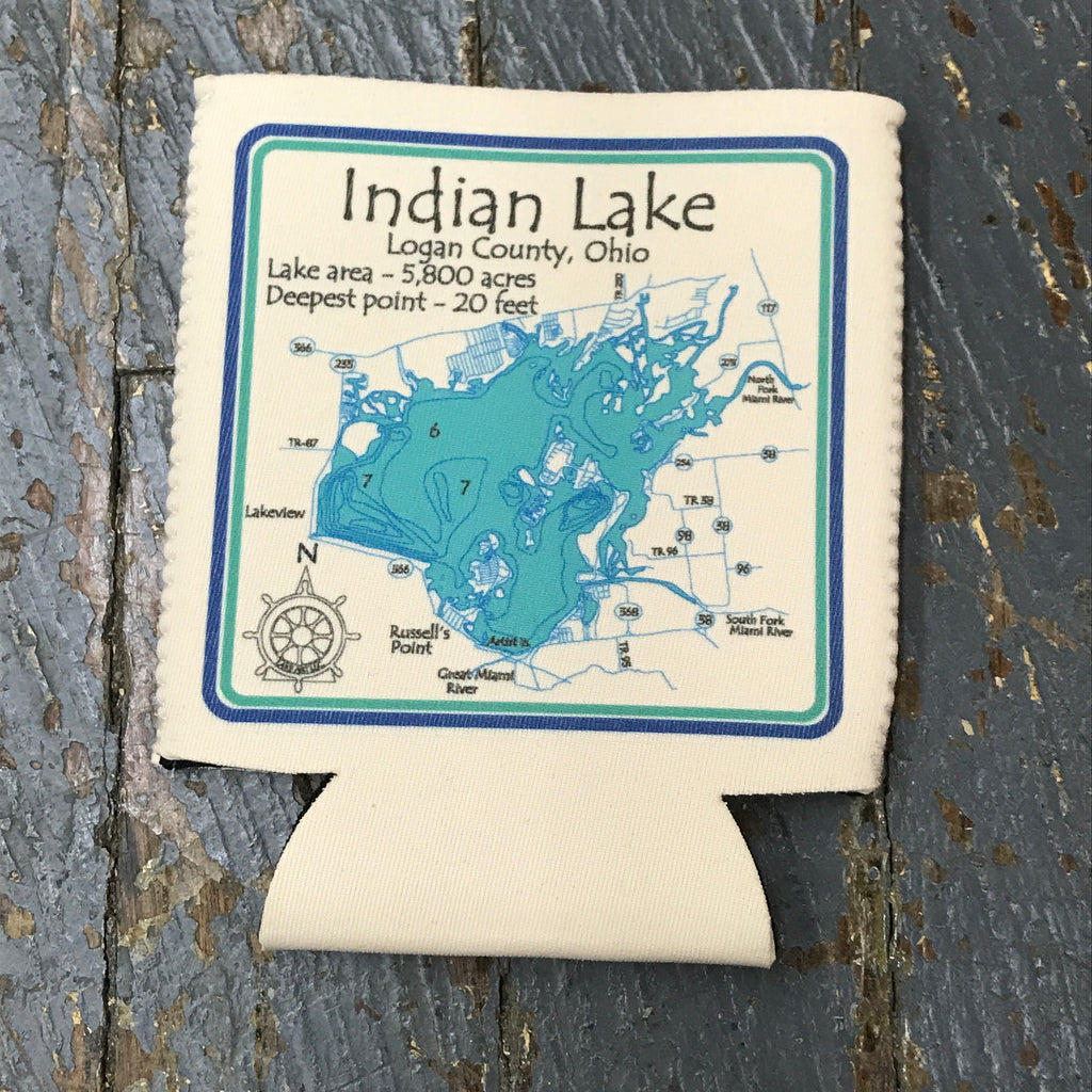 Standard Can Hugger Coozie Holder Indian Lake Logan County Ohio Nautical Theme