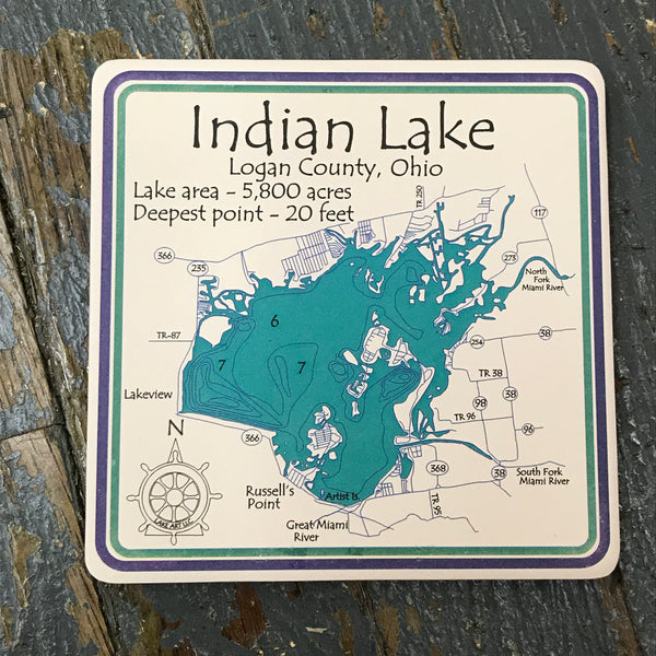 Stone Coaster Set Indian Lake Logan County Ohio Nautical Theme