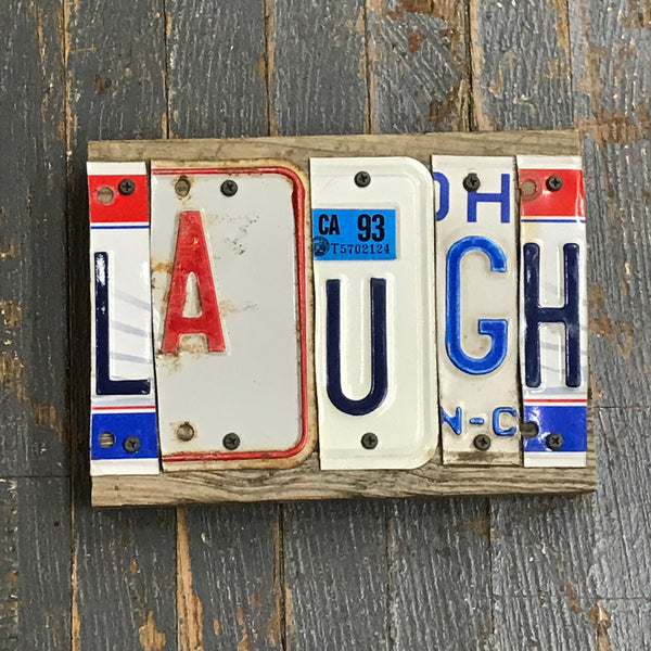 Laugh License Plate Block Word Art