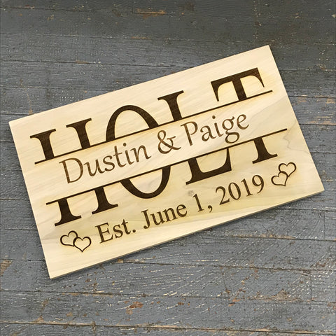 Custom Personalized Laser Engraved Reclaimed Wood Family Name Established Sign