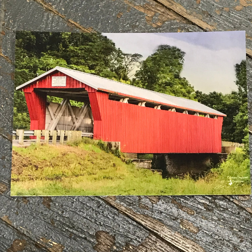 Indian Lake Post Card Huntsville Logan County Covered Bridge Front