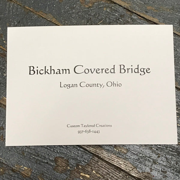 Indian Lake Post Card Huntsville Logan County Covered Bridge Back