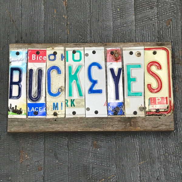 Buckeyes Ohio State License Plate Block Word Art