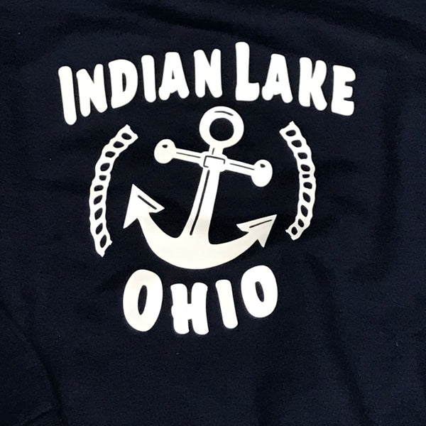 Indian Lake Anchor Graphic Designer Crew Neck Sweatshirt Long Sleeve Navy