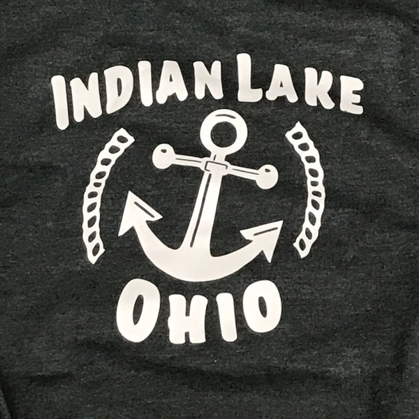 Indian Lake Anchor Graphic Designer Crew Neck Sweatshirt Long Sleeve Gray