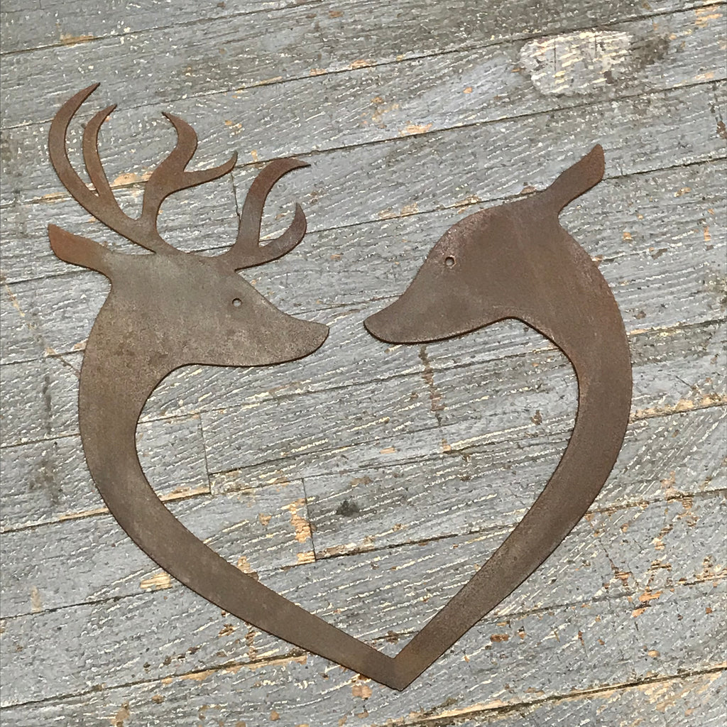 Buck Doe Love Deer Heart Metal Sign Wall Hanger