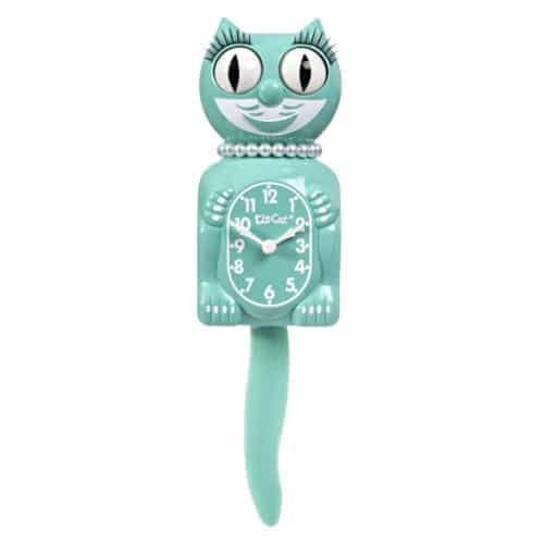 Ocean Waves Aqua Teal Lady Kit-Cat Klock Cat Clock
