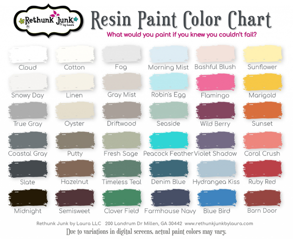 Rethunk Junk Resin Paint Color Chart
