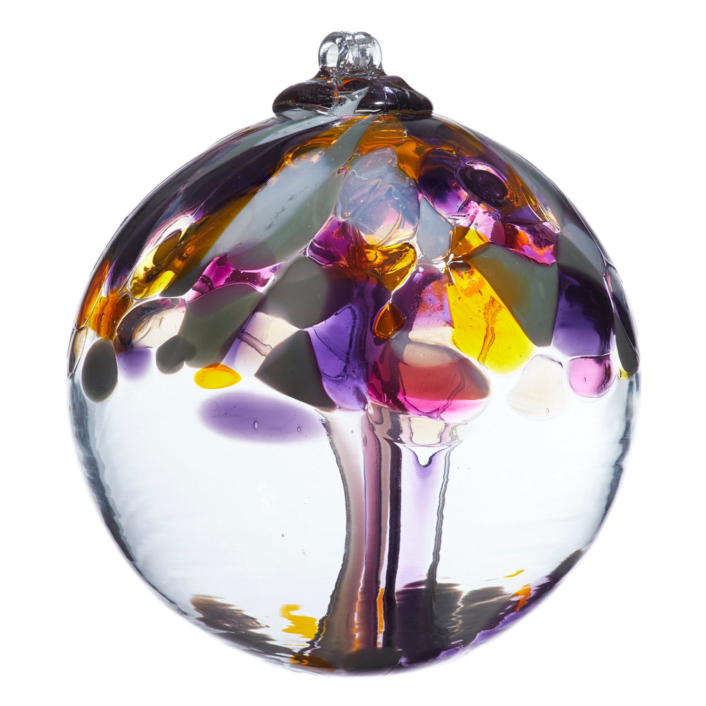 Hand Blown Glass Ornament Globe Tree of Enchantment Grandparents Orb Ball by Kitras Art Glass