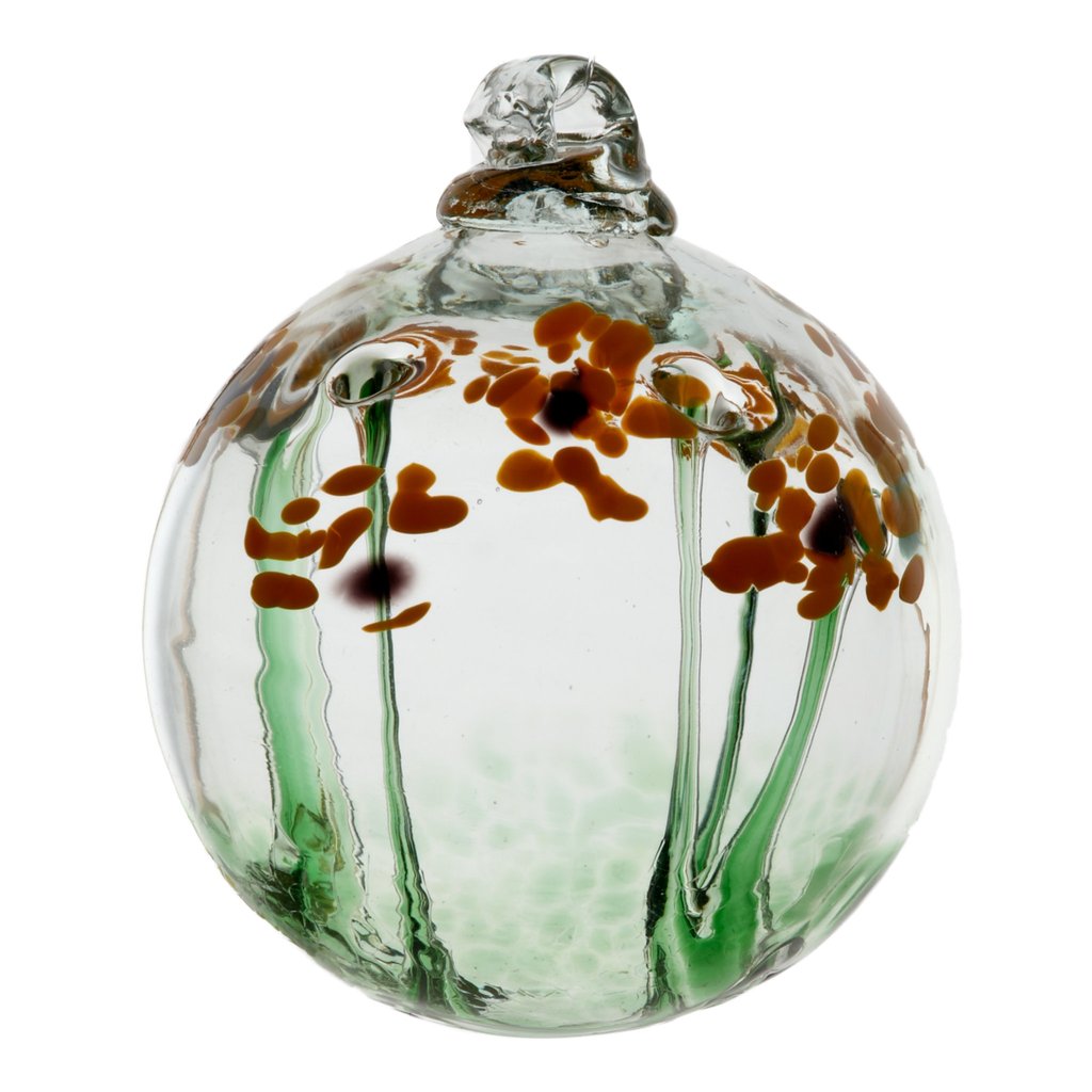 Hand Blown Glass Ornament Globe Thanks Blossom Orb Ball by Kitras Art Glass