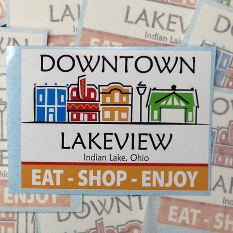 Sticker Decal Tourist Collector Downtown Lakeview Indian Lake Ohio EAT SHOP ENJOY