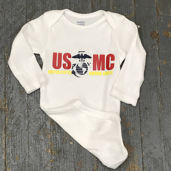 USMC Marine Corps Personalized Summer Onesie Bodysuit One Piece Newborn Infant Toddler Outfit