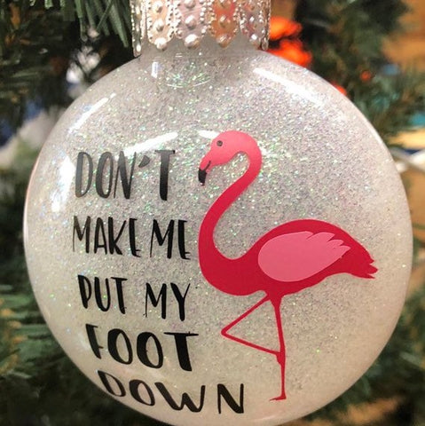 Holiday Christmas Tree Ornament Foot Down Flamingo