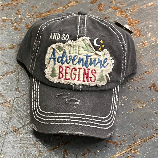 And So The Adventure Begins Patch Rugged Black Embroidered Ball Cap