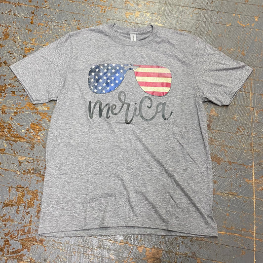 Merica Stars Stripes Sunglasses Graphic Designer Short Sleeve T-Shirt