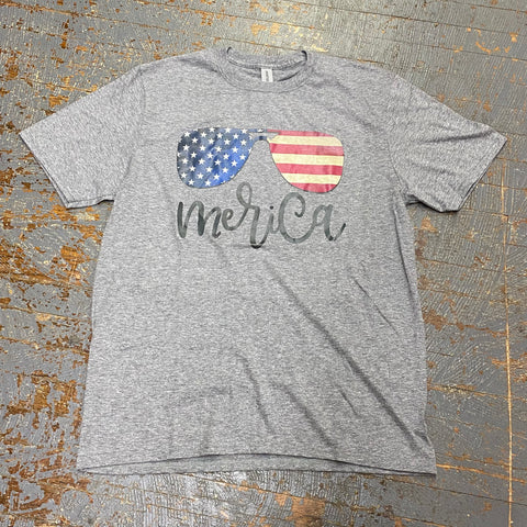 Merica Stars Stripes Sunglasses Graphic Designer Short Sleeve T-Shirt