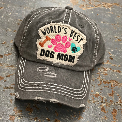 World's Best Dog Mom Patch Rugged Black Embroidered Ball Cap
