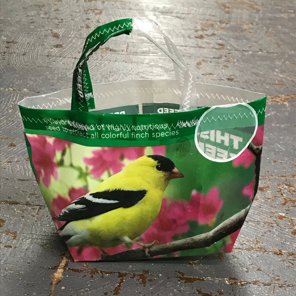 Upcycled Tote Purse Feed Bag Handmade Small Bird Seed Handle Bag