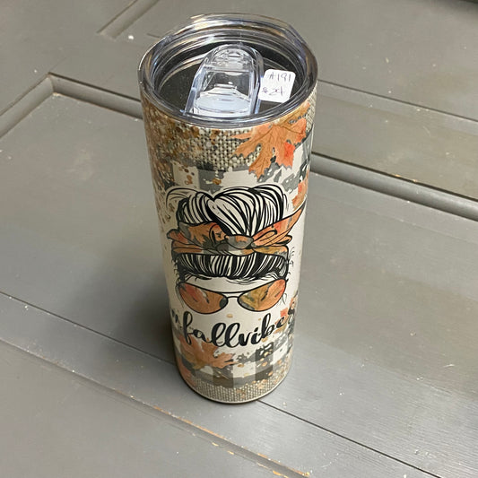 Fall Vibes Mom Life Momma Tall Skinny Tumbler