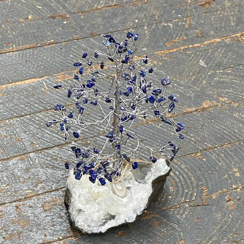 Semiprecious Natural Gemstone Wishing Tree Blue Lapis Silver Wire