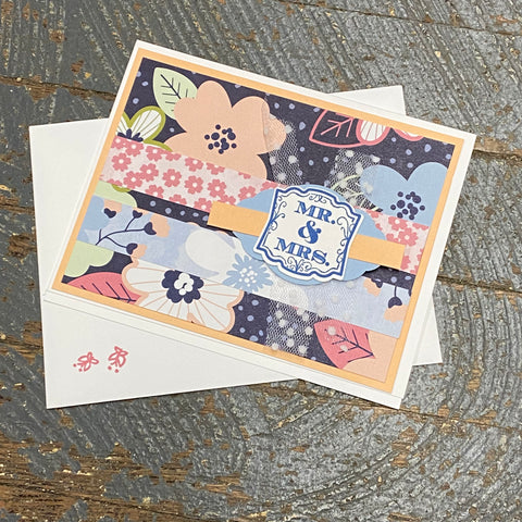 Mr Mrs Wedding Floral Design Handmade Stampin Up Greeting Card with Envelope