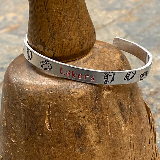 Indian Lake Lakers Cheerleading Custom Stamped Cuff Bracelet