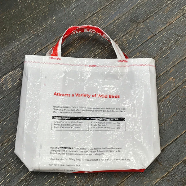 Upcycled Tote Purse Feed Bag Handmade Medium Red Wild Bird Seed Handle Bag