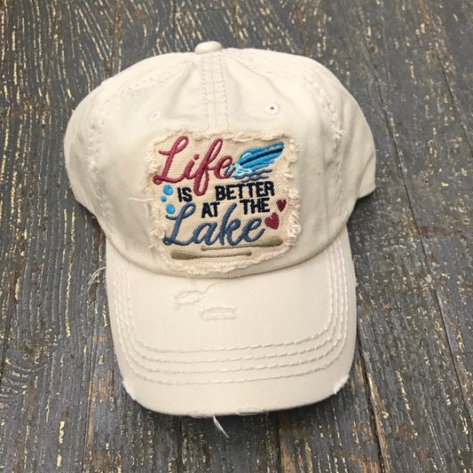 Life is Better at the Lake Patch Embroidered Rugged Khaki Ball Cap