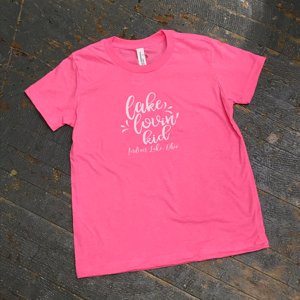 Indian Lake Ohio Lake Lovin' Kid Graphic Designer Short Sleeve Child Youth T-Shirt Heather Pink