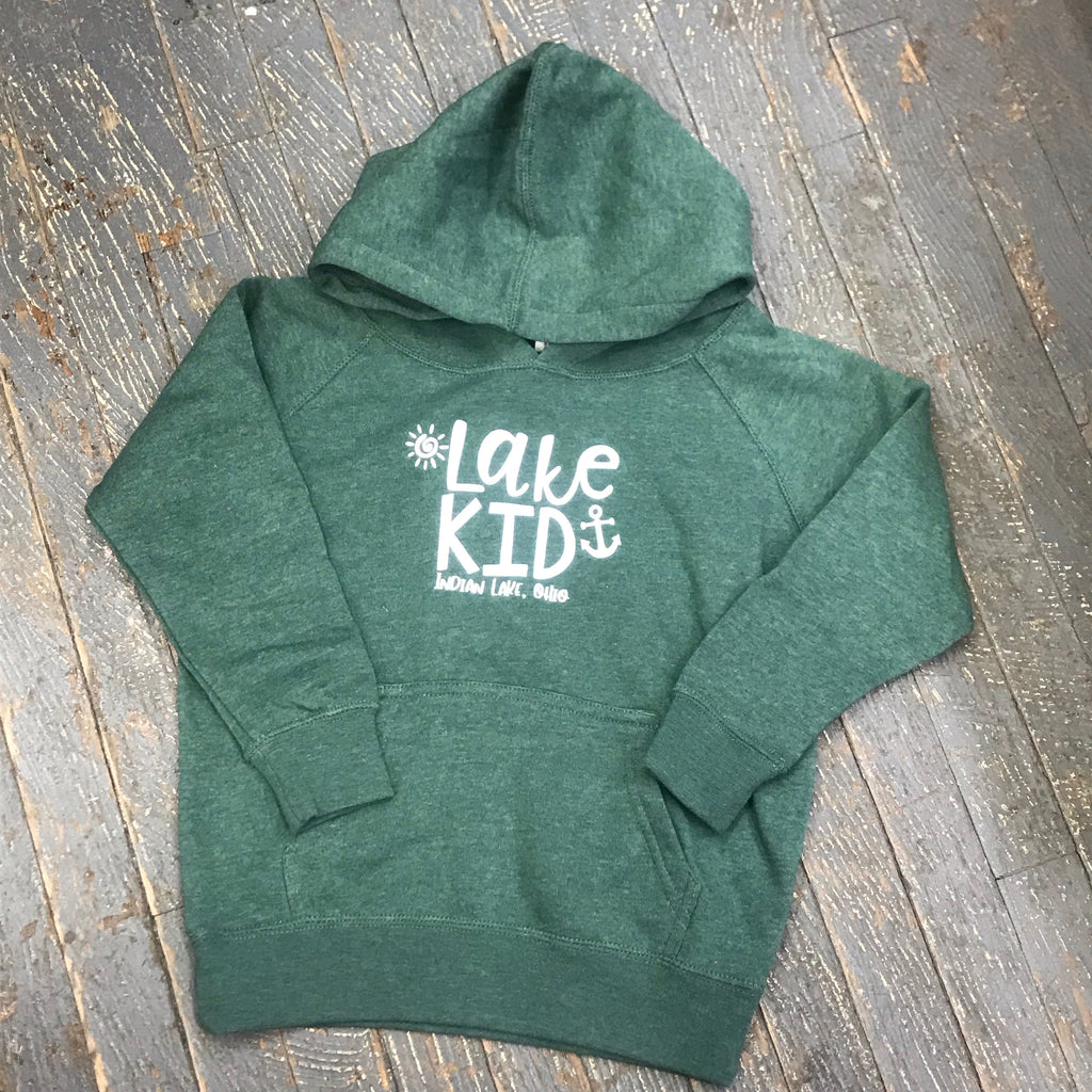 Indian Lake Ohio Lake Kid Graphic Designer Long Sleeve Toddler Child Hoody Sweatshirt Moss Green