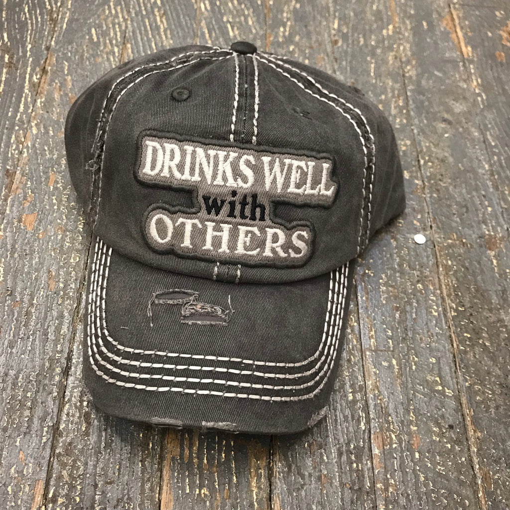 Drinks Well With Others Patch Rugged Charcoal Grey Embroidered Ball Cap