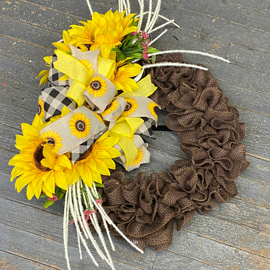 Sunflower Summer Burlap Holiday Wreath Door Hanger