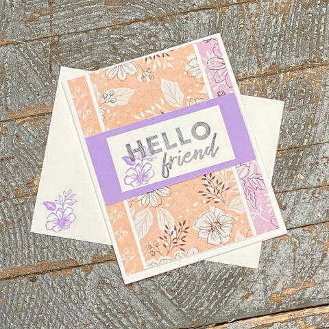 Hello Friend Flowers Design Handmade Stampin Up Greeting Card with Envelope