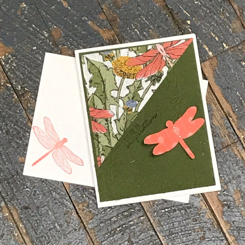 You're An Inspiration Dragonfly Handmade Stampin Up Greeting Card with Envelope