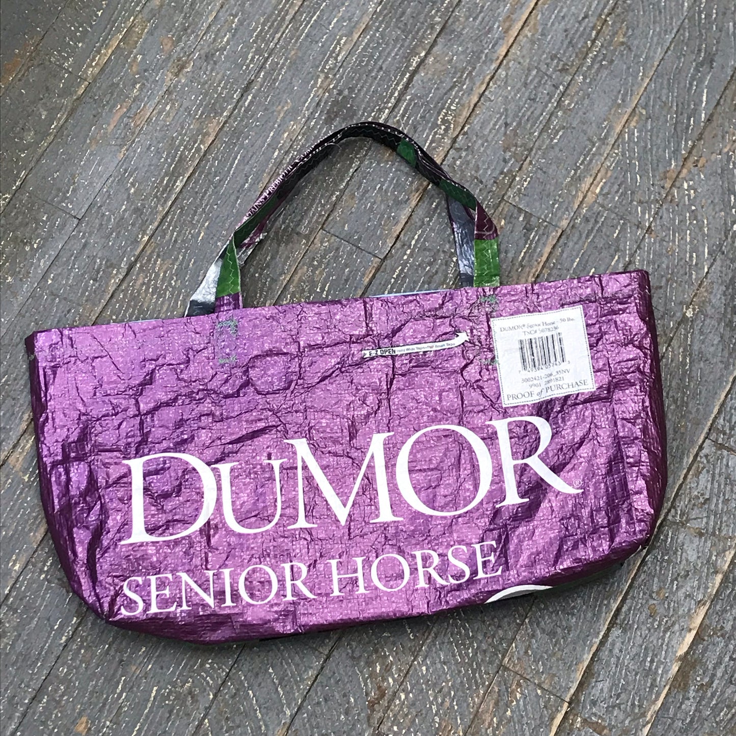 Upcycled Tote Purse Feed Bag Handmade Small Horse Seed Handle Bag